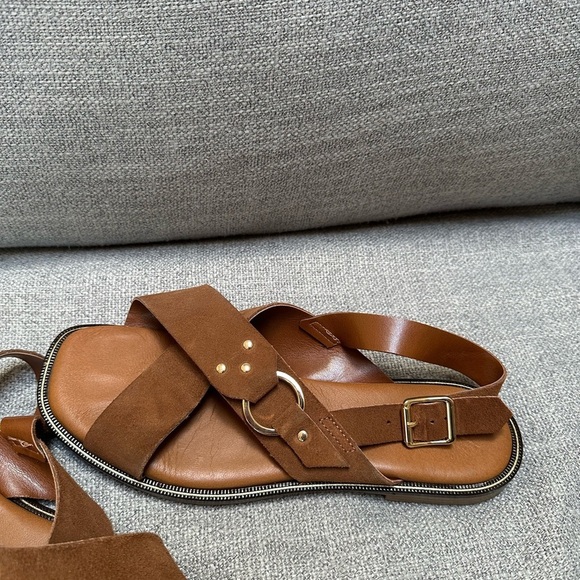 Made in Italy Brown Genuine Leather Sandals Size 39 - Picture 3 of 4